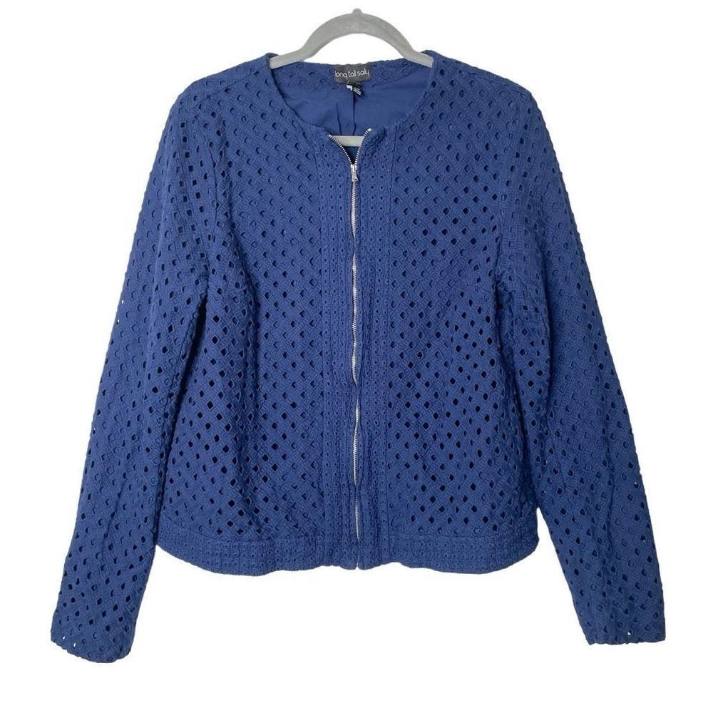 Long Tall Sally LTS Laser Cut Zip up cotton jacket Sz 14